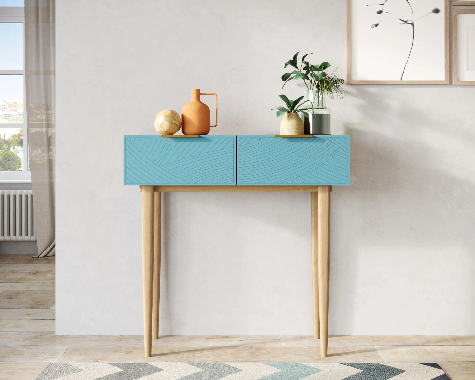 Консоль с двумя ящиками "Лайн (Line)" LN16/GR1/blue в интернет-магазине в Москве Консоль с двумя ящиками "Лайн (Line)" LN16/GR1/blue в интернет-магазине