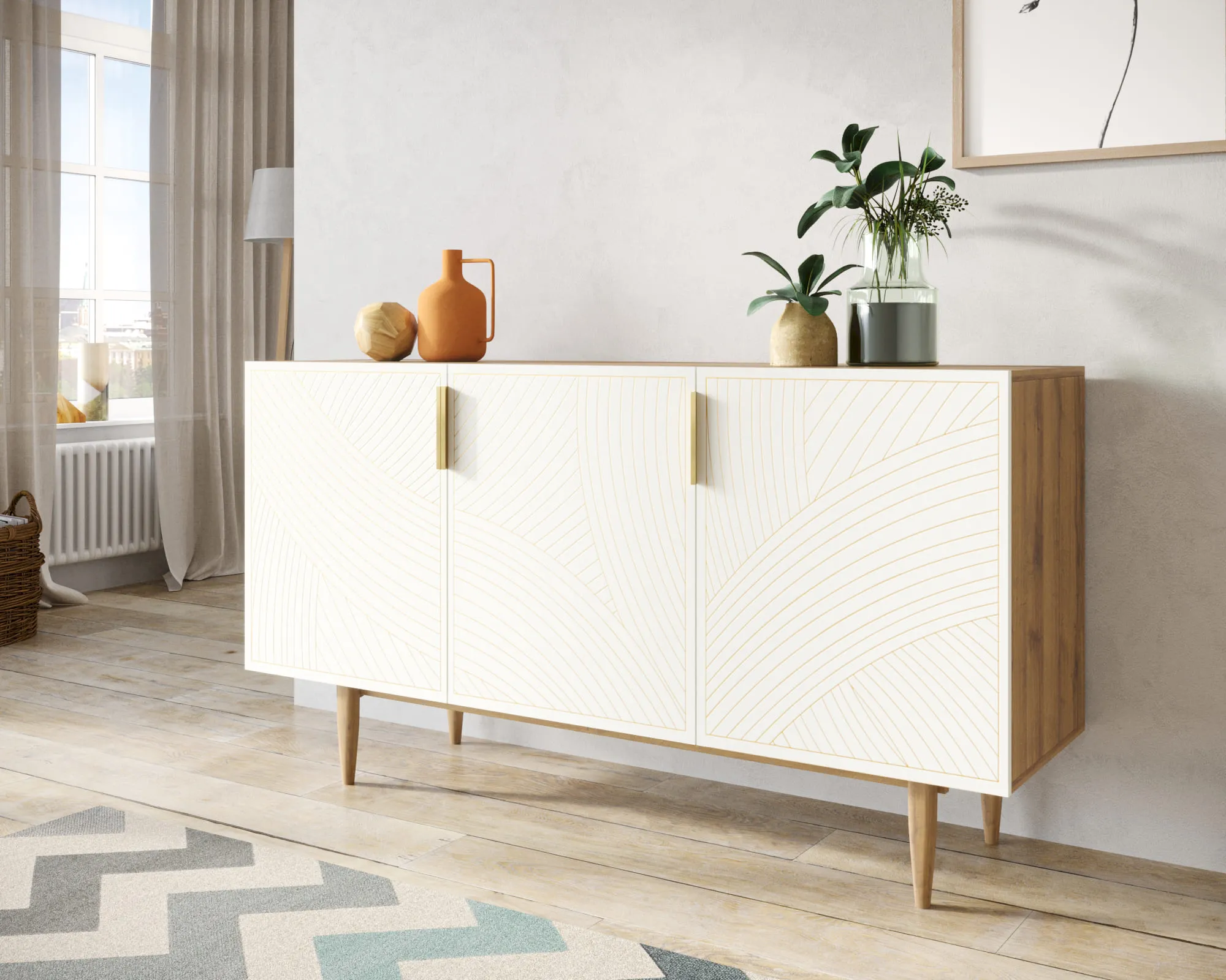 Комод с тремя дверками "Лайн (Line)" LN02/GR1/beige в интернет-магазине в Москве Комод с тремя дверками "Лайн (Line)" LN02/GR1/beige в интернет-магазине
