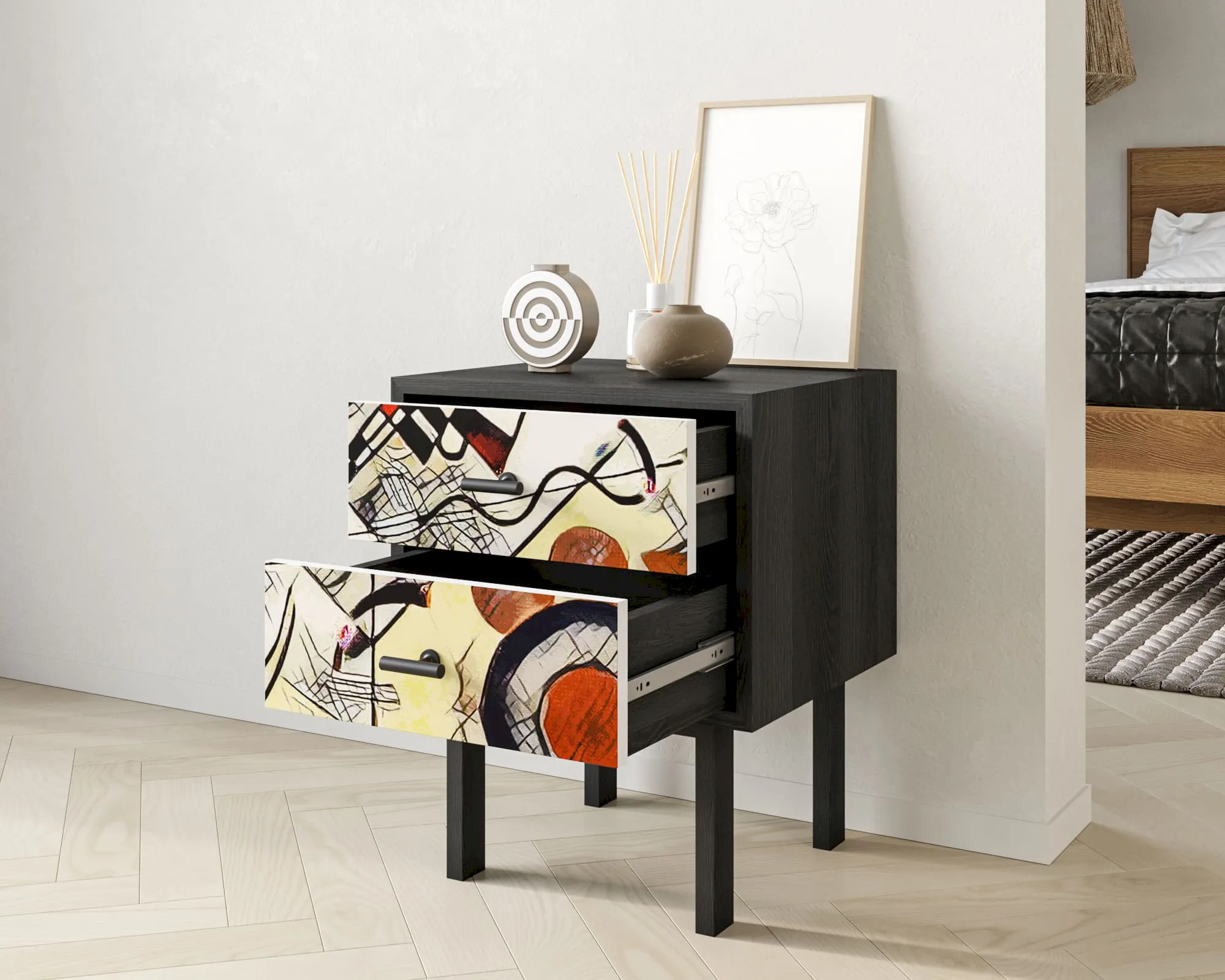 купить Тумбочка с двумя ящиками "Эмерсон (Emerson)" by Kandinsky арт EM16/Print_01 в Москве купить Тумбочка с двумя ящиками "Эмерсон (Emerson)" by Kandinsky арт EM16/Print_01