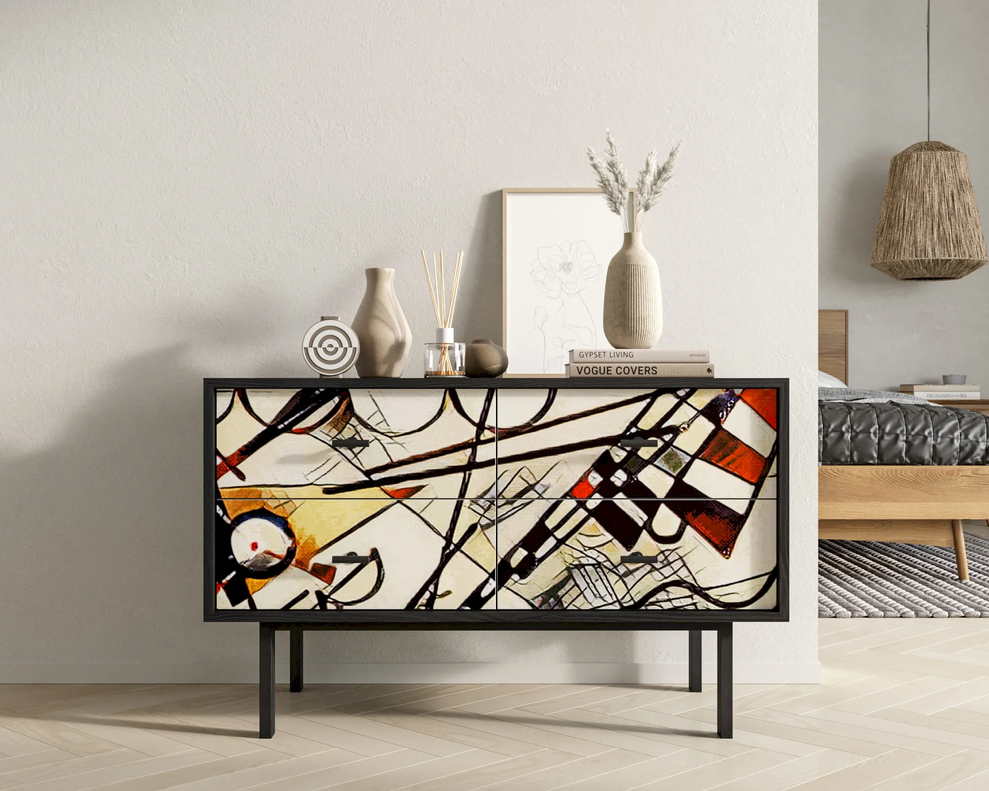 Комод с четырьмя ящиками "Эмерсон (Emerson)" by Kandinsky арт EM05/Print_01 в интернет-магазине в Москве Комод с четырьмя ящиками "Эмерсон (Emerson)" by Kandinsky арт EM05/Print_01 в интернет-магазине