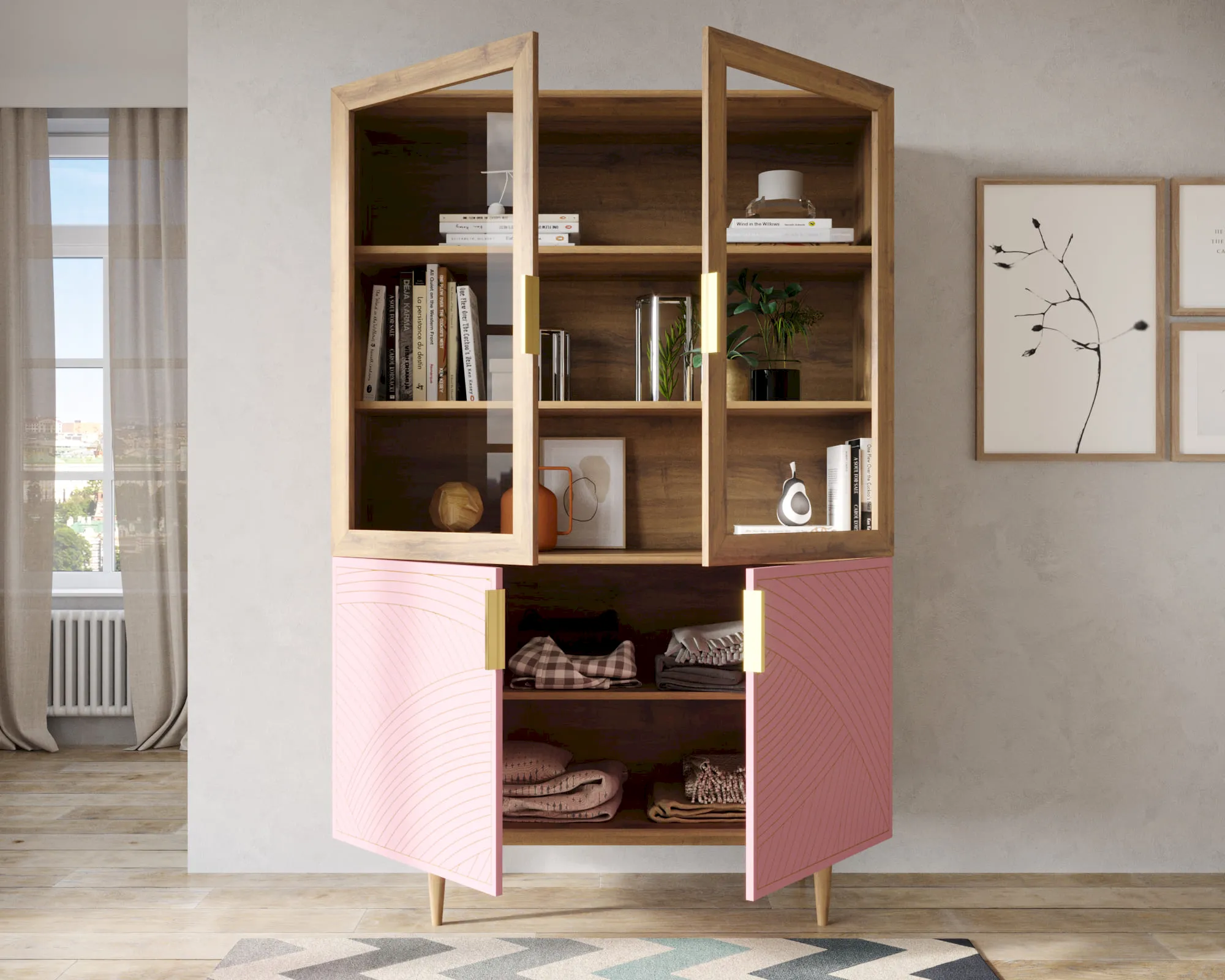 купить Буфет с двумя дверками "Лайн (Line)" LN11/GR1/pink в Москве купить Буфет с двумя дверками "Лайн (Line)" LN11/GR1/pink