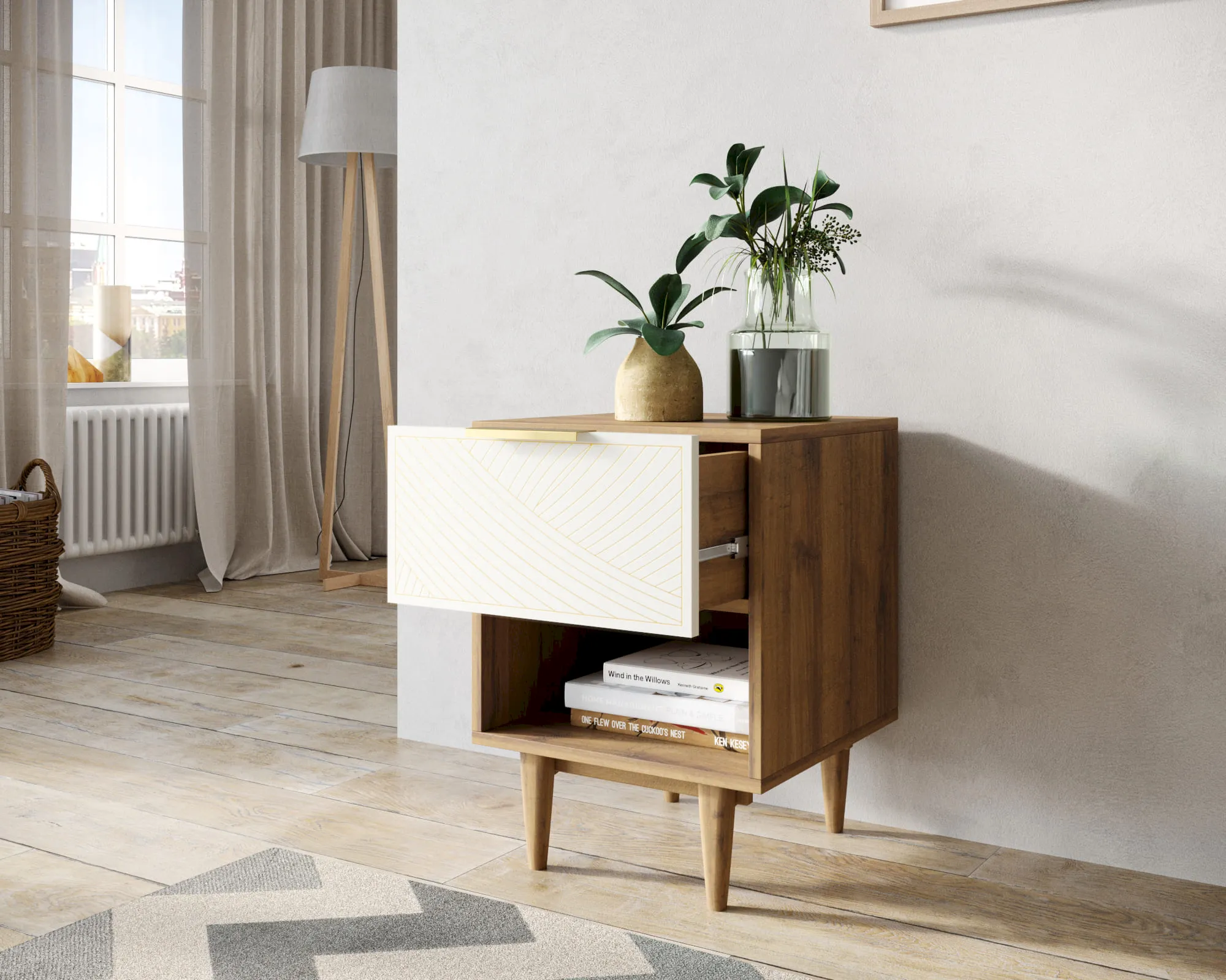 купить Тумбочка с верхним ящиком "Лайн (Line)" LN10/GR1/beige в Москве купить Тумбочка с верхним ящиком "Лайн (Line)" LN10/GR1/beige