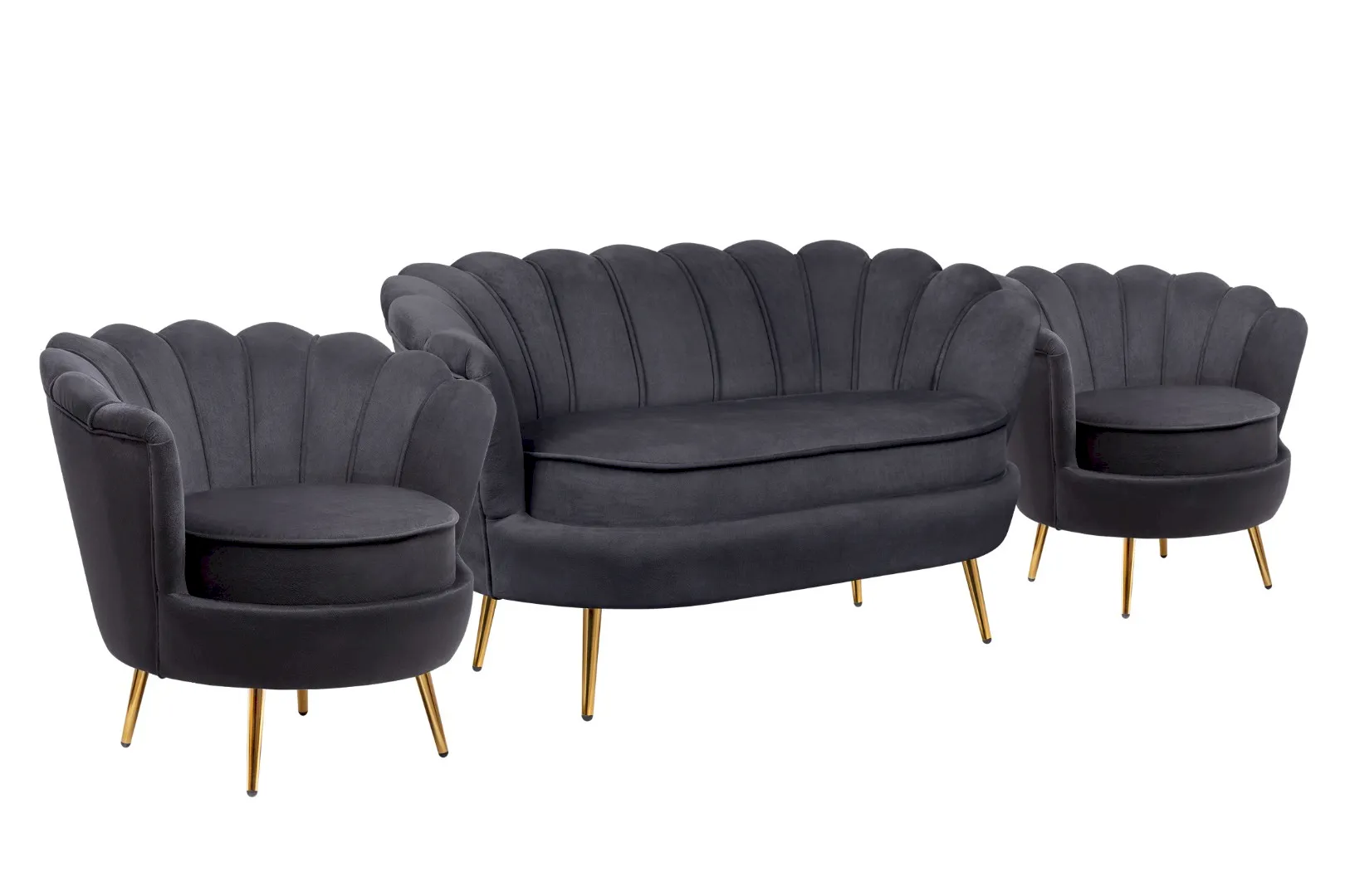 купить Комплект кресел и дивана ракушка Pearl Double Black в Москве купить Комплект кресел и дивана ракушка Pearl Double Black