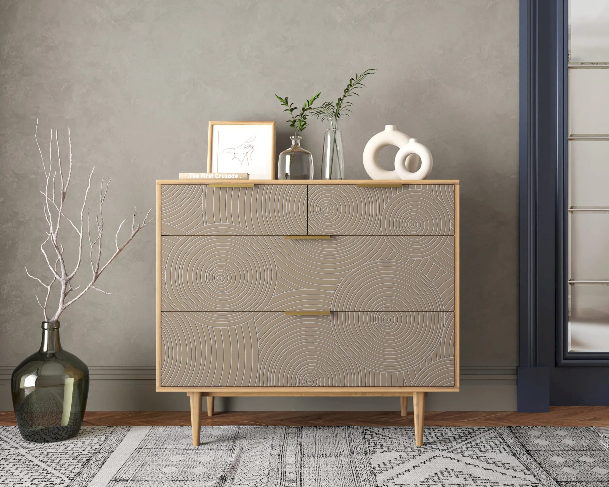 Комод с четыремя ящиками "Лайн (Line)" R22/beige в интернет-магазине в Москве Комод с четыремя ящиками "Лайн (Line)" R22/beige в интернет-магазине