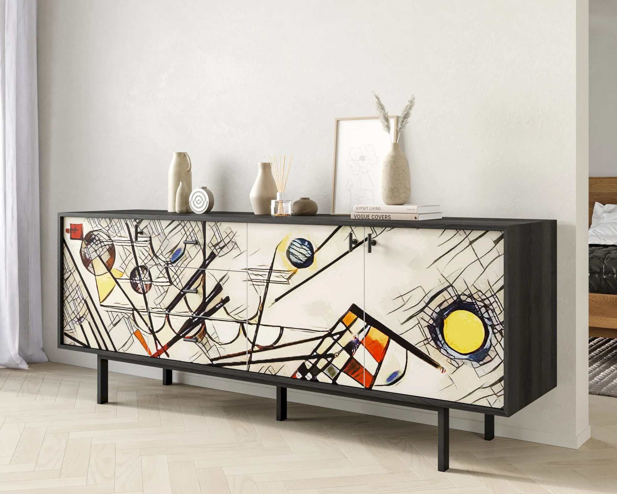 заказать Комод с тремя дверками и тремя ящиками "Эмерсон (Emerson)" by Kandinsky арт EM07/Print_01 в Москве заказать Комод с тремя дверками и тремя ящиками "Эмерсон (Emerson)" by Kandinsky арт EM07/Print_01