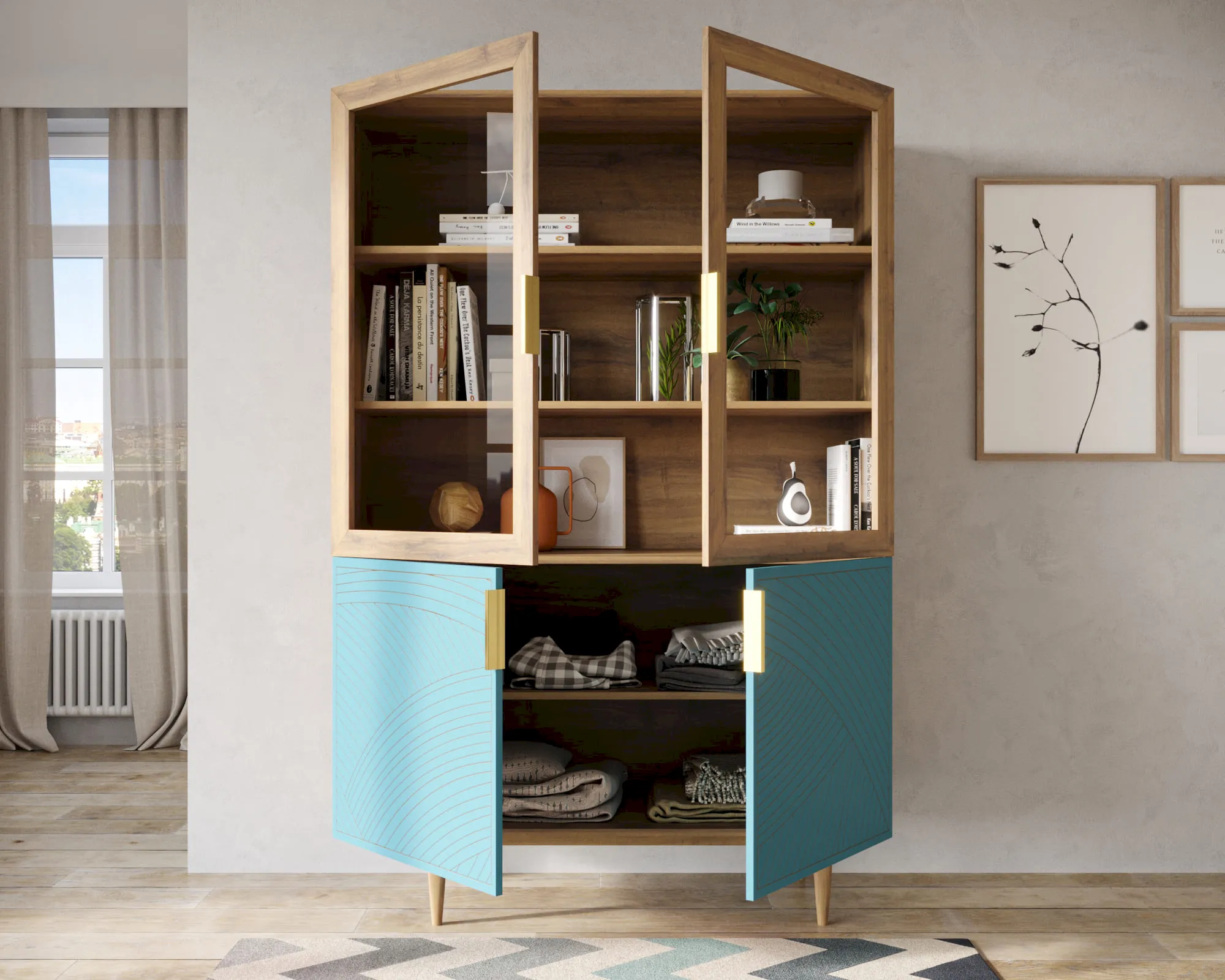 купить Буфет с двумя дверками "Лайн (Line)" LN11/GR1/blue в Москве купить Буфет с двумя дверками "Лайн (Line)" LN11/GR1/blue