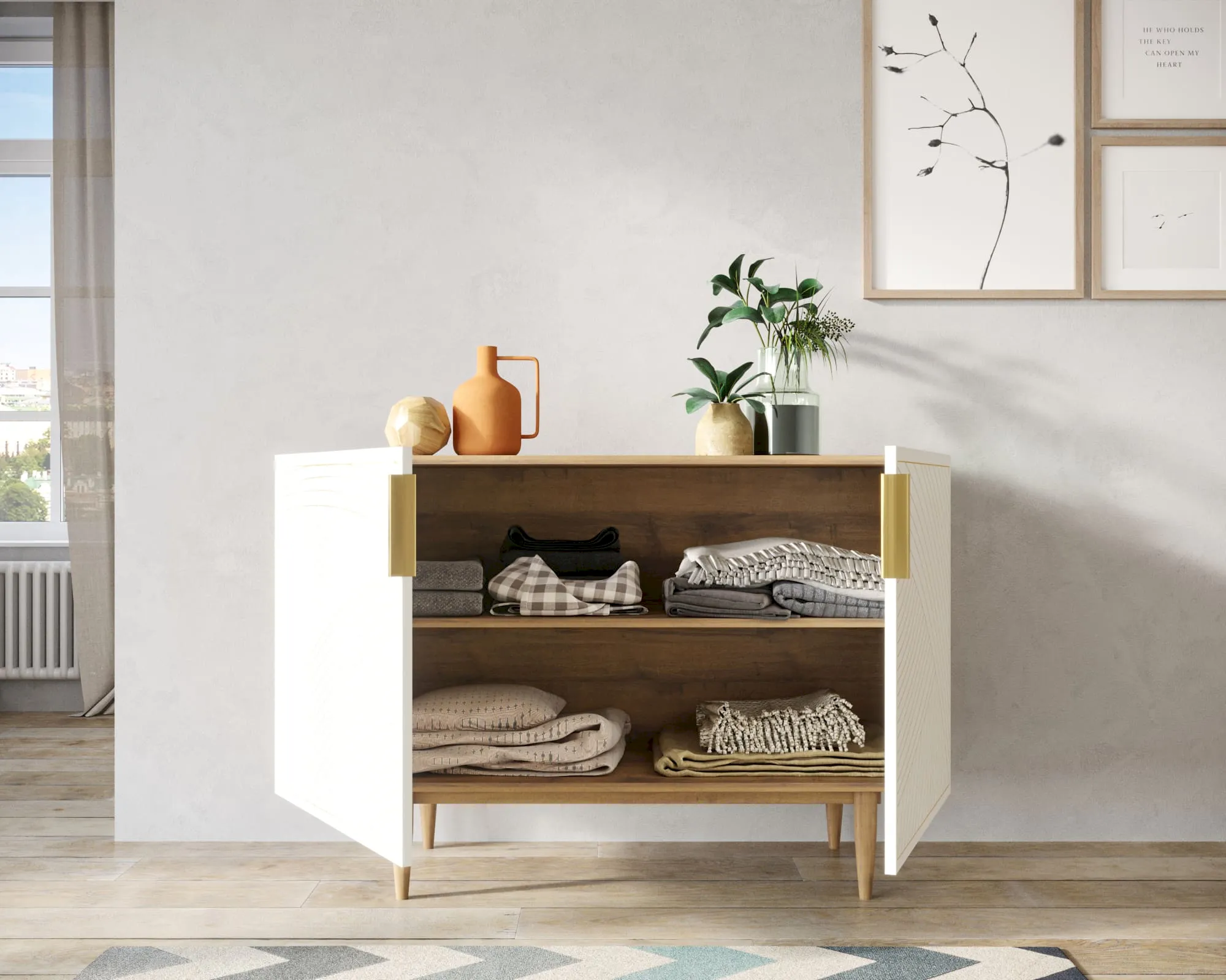 купить Комод с двумя дверками "Лайн (Line)" LN01/GR1/beige в Москве купить Комод с двумя дверками "Лайн (Line)" LN01/GR1/beige