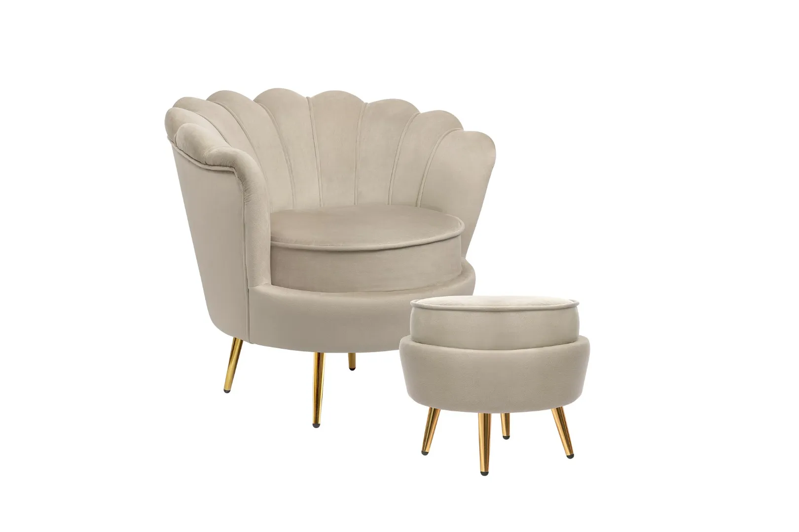 купить Кресло с пуфом ракушка Pearl Taupe в Москве купить Кресло с пуфом ракушка Pearl Taupe