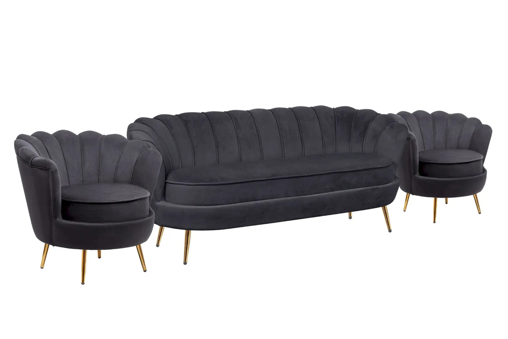 купить Комплект кресел и дивана ракушка Pearl Triple Black в Москве купить Комплект кресел и дивана ракушка Pearl Triple Black