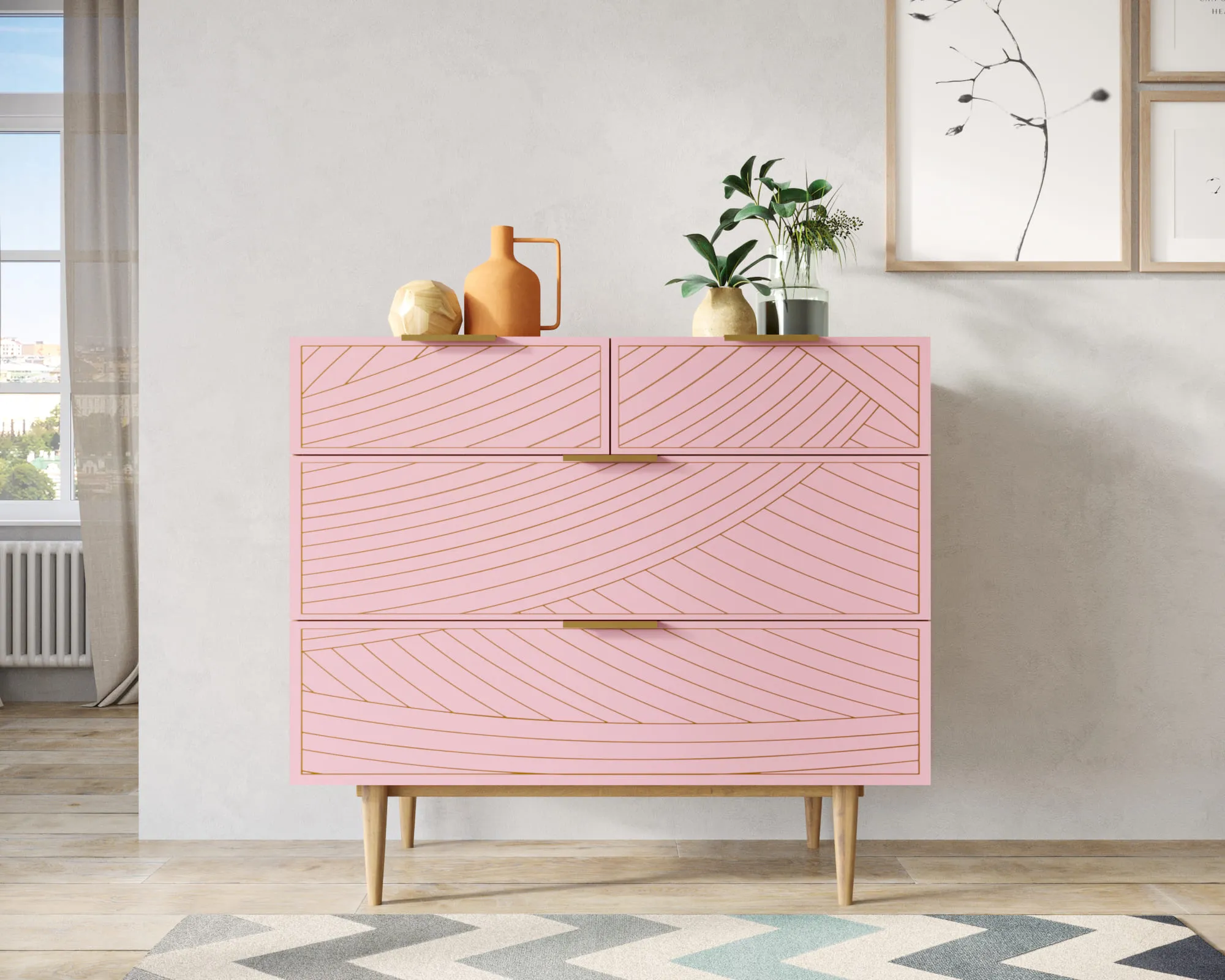 Комод с четыремя ящиками "Лайн (Line)" LN14/GR1/pink в интернет-магазине