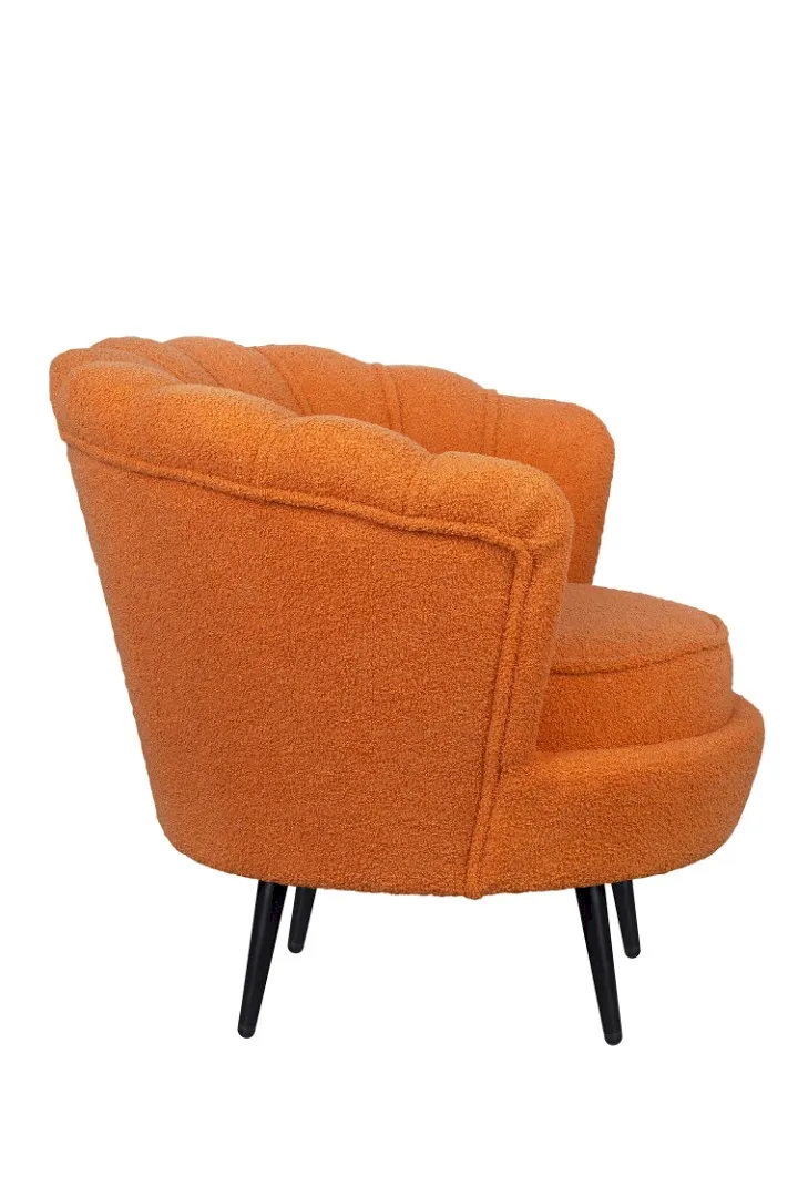заказать Низкое кресло ракушка Pearl Orange Boucle на черных ножках в Москве заказать Низкое кресло ракушка Pearl Orange Boucle на черных ножках