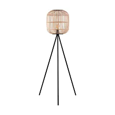 купить стильные 43219 Торшер BORDESLEY c ножн. выкл., 1x28W (E27), ?350, H1390, сталь, черный/дерево, натуральный в интернет-магазине