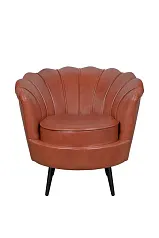 Низкое кресло ракушка Pearl Brown на черных ножках