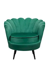 фото Низкое кресло ракушка Pearl Green V2 на черных ножках в Москве