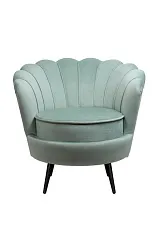 стильное Низкое кресло ракушка Pearl Green на черных ножках