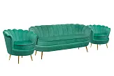 Комплект кресел и дивана ракушка Pearl Triple Green V2 №1