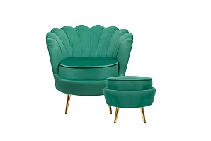 фото Кресло с пуфом ракушка Pearl Green V2