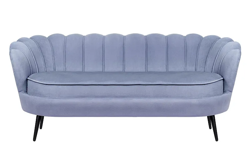 Диван ракушка для гостиниц Pearl Triple Blue на черных ножках в Москве