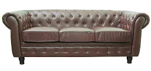 купить красивый Прямой трехместный диван Chesterfield Brown 3S цвет коричневый