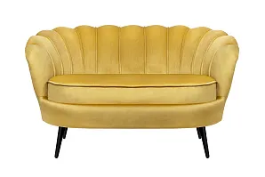 Дизайнерский диван Pearl Double Yellow на черных ножках в интерьере