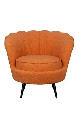 стильное Низкое кресло ракушка Pearl Orange Boucle на черных ножках