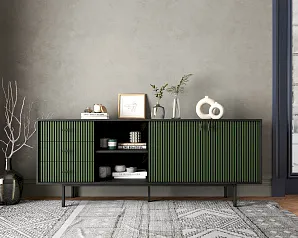 красивый Комод с дверками и нишей "Эмерсон (Emerson)" арт EM15/green/L