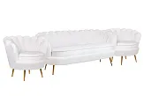 Комплект кресел и дивана ракушка Pearl Triple White Boucle №1