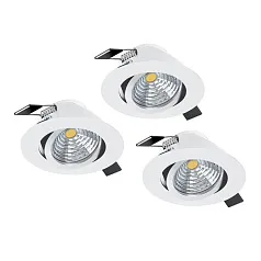 33391 Комплект встраиваемых диммируемых светильников SALICETO, 3X6W (LED), 4000K, 1350lm, ?88, алюминий, белый / стекло, прозрачный, белый в интерьере
