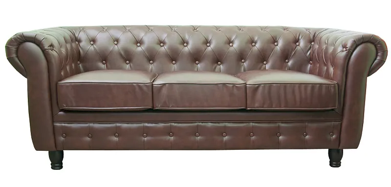 Прямой трехместный диван Chesterfield Brown 3S цвет коричневый