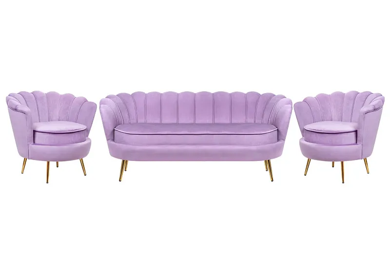 Комплект кресел и дивана ракушка Pearl Triple Purple в Москве Комплект кресел и дивана ракушка Pearl Triple Purple
