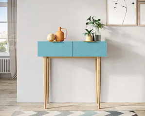 фото Консоль с двумя ящиками "Лайн (Line)" LN16/GR1/blue в интерьере