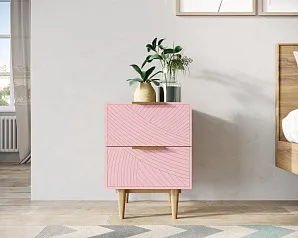 фото Тумбочка с двумя ящиками "Лайн (Line)" LN07/GR1/pink в интерьере