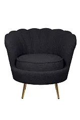 Низкое кресло ракушка Pearl Black Boucle