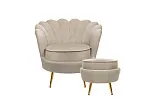Кресло с пуфом ракушка Pearl Taupe №0