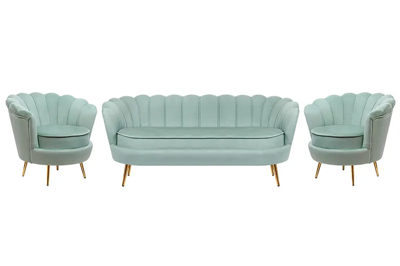 Комплект кресел и дивана ракушка Pearl Triple Green в Москве Комплект кресел и дивана ракушка Pearl Triple Green