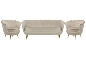 Комплект кресел и дивана ракушка Pearl Triple Taupe в интерьере