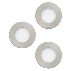 98634 Комплект встраиваемых светильников FUEVA 1, 3X2,8W (LED), 3000K, 1050lm, IP20/44, ?85, литой металл, матовый никель / пластик, белый на заказ