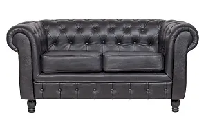 красивый Диван из черной кожи Chesterfield Black Leather 2S на заказ