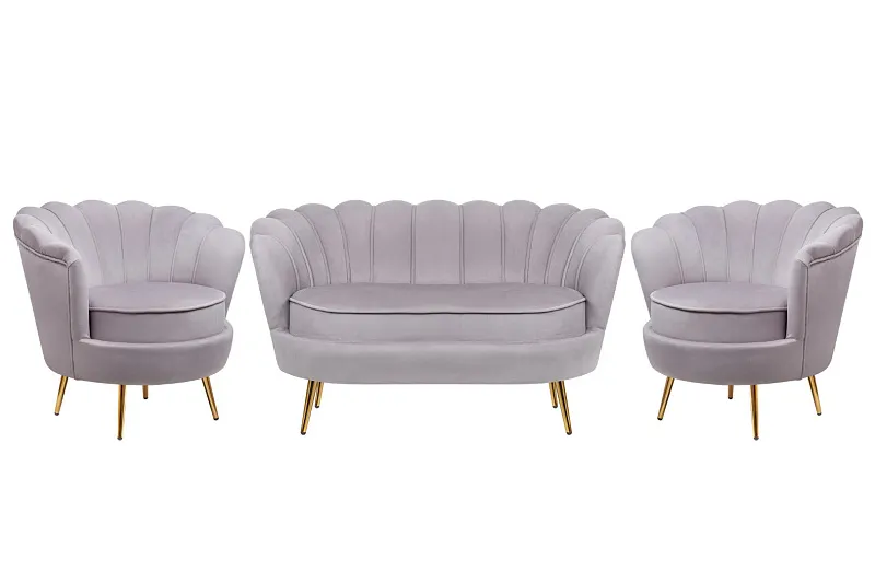 Комплект кресел и дивана ракушка Pearl Double Grey в Москве Комплект кресел и дивана ракушка Pearl Double Grey
