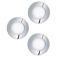 стильные 98635 Комплект встраиваемых светильников FUEVA 1, 3X2,8W (LED), 3000K, 1050lm, IP20/44, ?85, литой металл, хромированный / пластик, белый