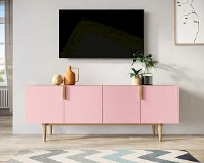 Комод под TV с четыремя дверками "Лайн (Line)" LN06/GR1/pink