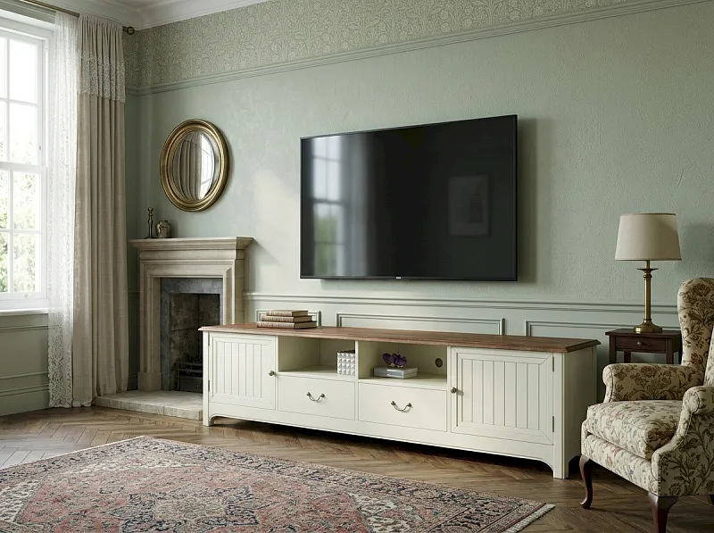 Бежевая консоль "Оливия (Olivia)" под TV удлиненная арт GC3006С