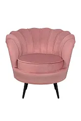 красивое Низкое кресло ракушка Pearl Pink V3 на черных ножках