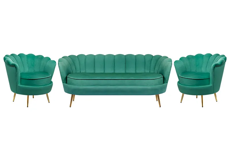 Комплект кресел и дивана ракушка Pearl Triple Green V2 в Москве Комплект кресел и дивана ракушка Pearl Triple Green V2