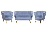 Комплект кресел и дивана ракушка Pearl Double Blue №0