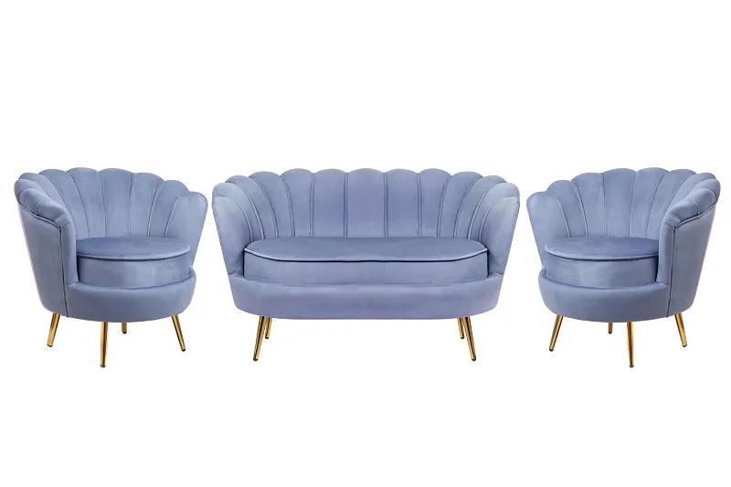 Комплект кресел и дивана ракушка Pearl Double Blue в Москве Комплект кресел и дивана ракушка Pearl Double Blue