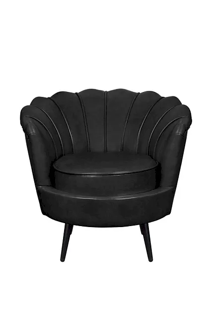 Низкое кресло ракушка Pearl Black V2 на черных ножках в Москве Низкое кресло ракушка Pearl Black V2 на черных ножках