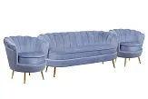 Комплект кресел и дивана ракушка Pearl Triple Blue №1