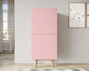фото Вертикальный комод с двумя дверками "Лайн (Line)" LN05/GR1/pink в интерьере
