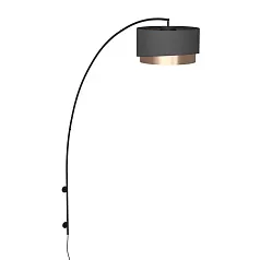 заказать 390406 Торшер с сенсорным выключателем MANDERLINE, 1X40W (E27), H1890, сталь, чёрный/текстиль, чёрный, латунь в интернет-магазине